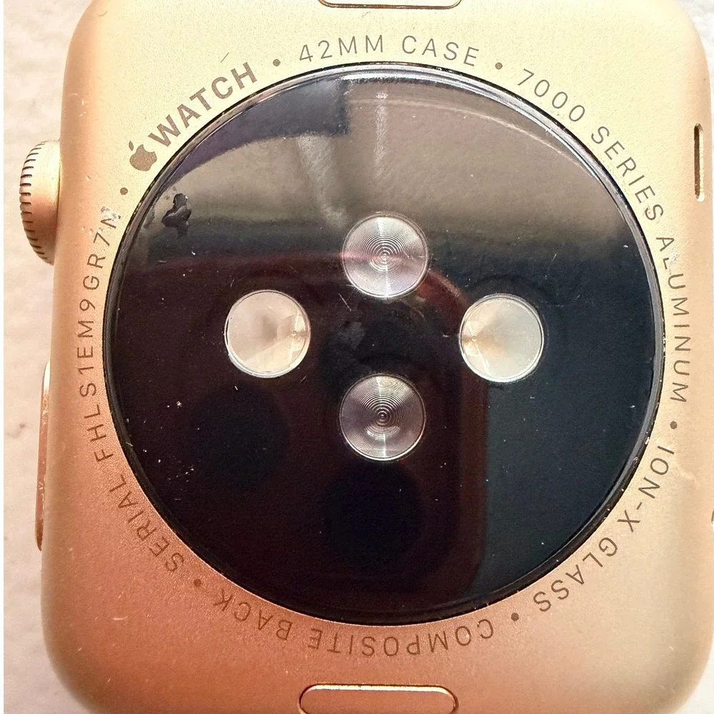 Untested‎ Apple Watch Series 1 42mm Gold Aluminum Case Blue Sport Band Smartwatc